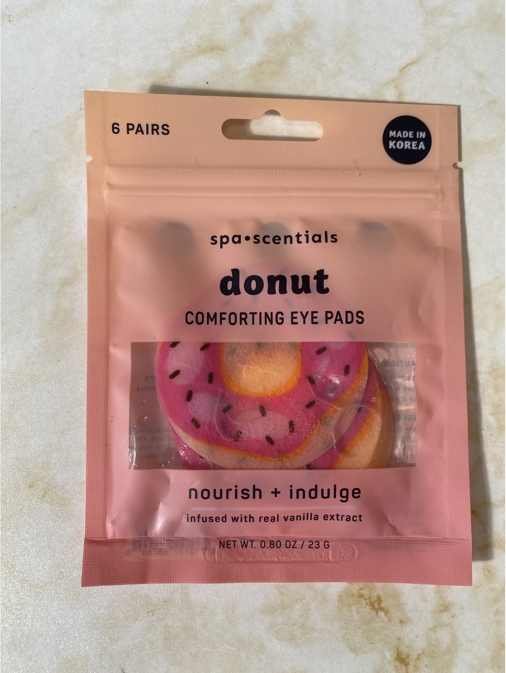 New Spa Scentials Donut Comforting Eye Pads Vanilla 6 Pairs